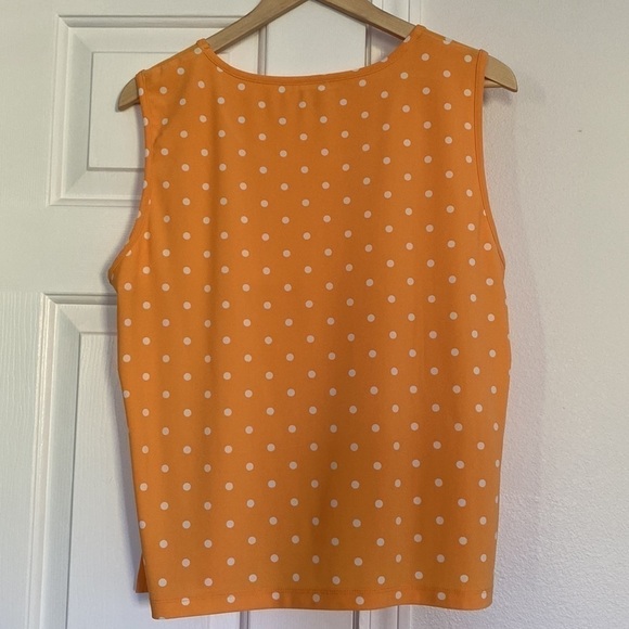 Ann Klein bright yellow polka dot sleeveless blouse. - Picture 3 of 9